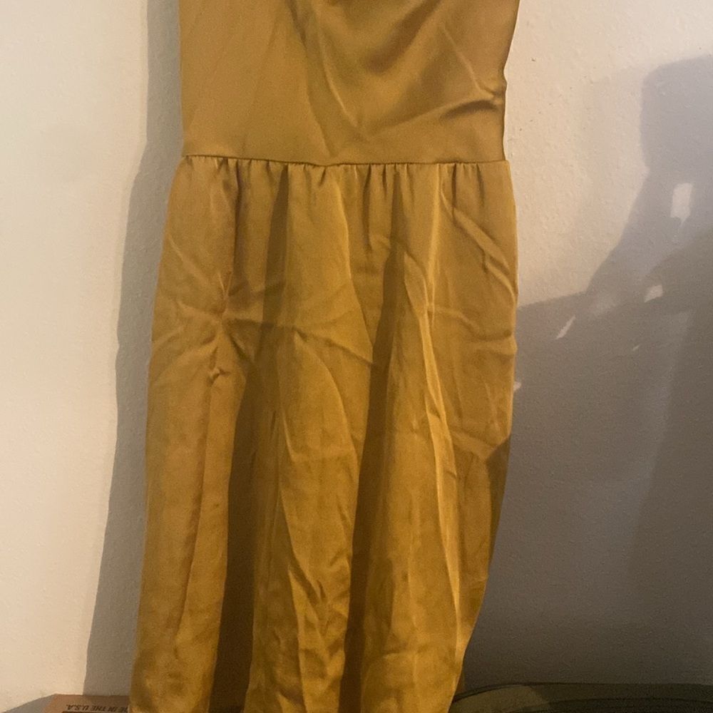NWOT Free People x Revolve Good Company Cowl Neck Gold Slinky Satin Dress - Picture 13 of 13